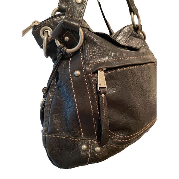 Brown LeathervFossil over the Shoulder Bah - Picture 2 of 8